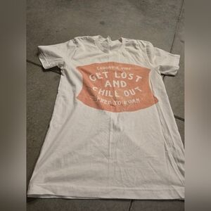 White Graphic T-Shirt with Peach Design